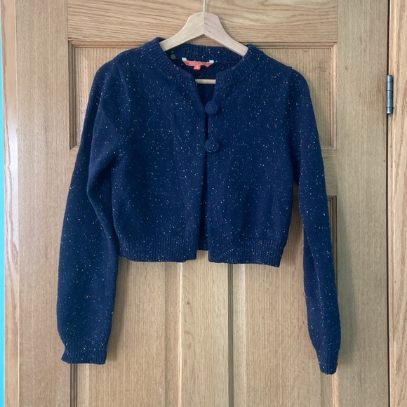 ModCloth Blue Confetti Crop Cardigan - Picture 5 of 9